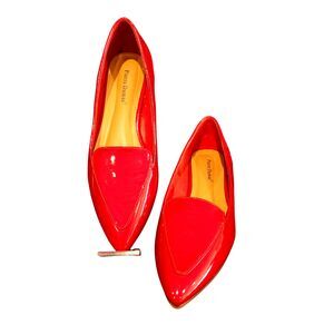 Pierre Dumas Cam-1 Red Patent Leather Flat Pointed Toe Shoe 8M Man Made Slip On